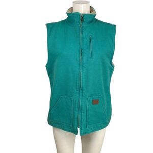 FORGE WORK WEAR - WOMEN'S XL - TEAL SLEEVELESS LINED FULL ZIP SHERPA CANVAS VEST